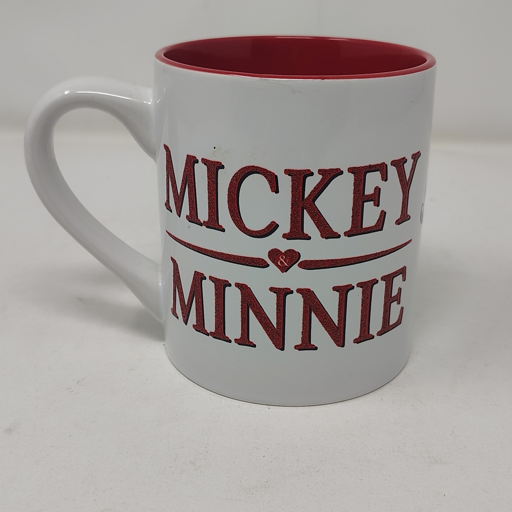 Disney White Ceramic Mug with Red Interior and Red Lettering